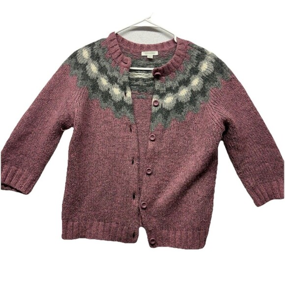 Garnet Hill Sweaters - Garnet Hill fair isle cardigan button down sweater wool blend Purple Size Small